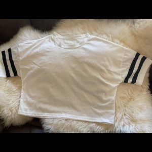 New no tags, White ringer tee crop top.